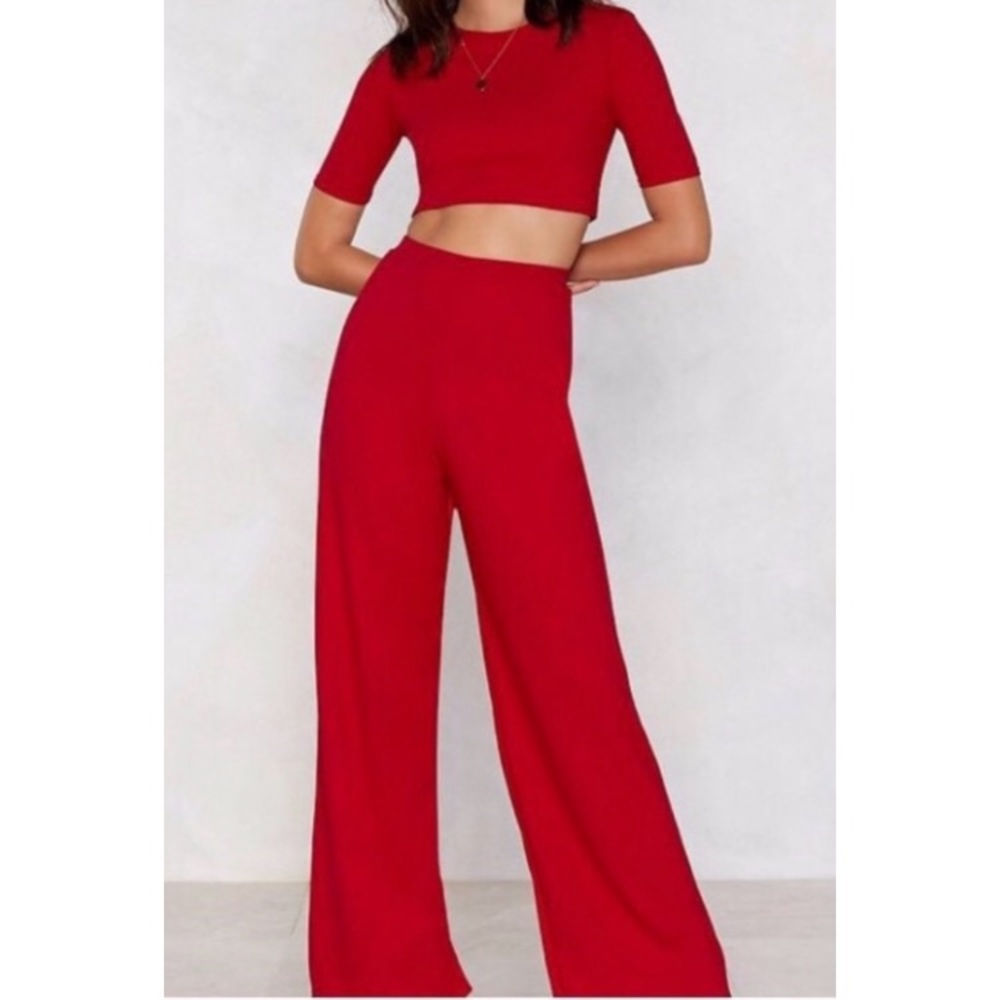 Nasty Gal Two Piece Crop Top and Pants Set
